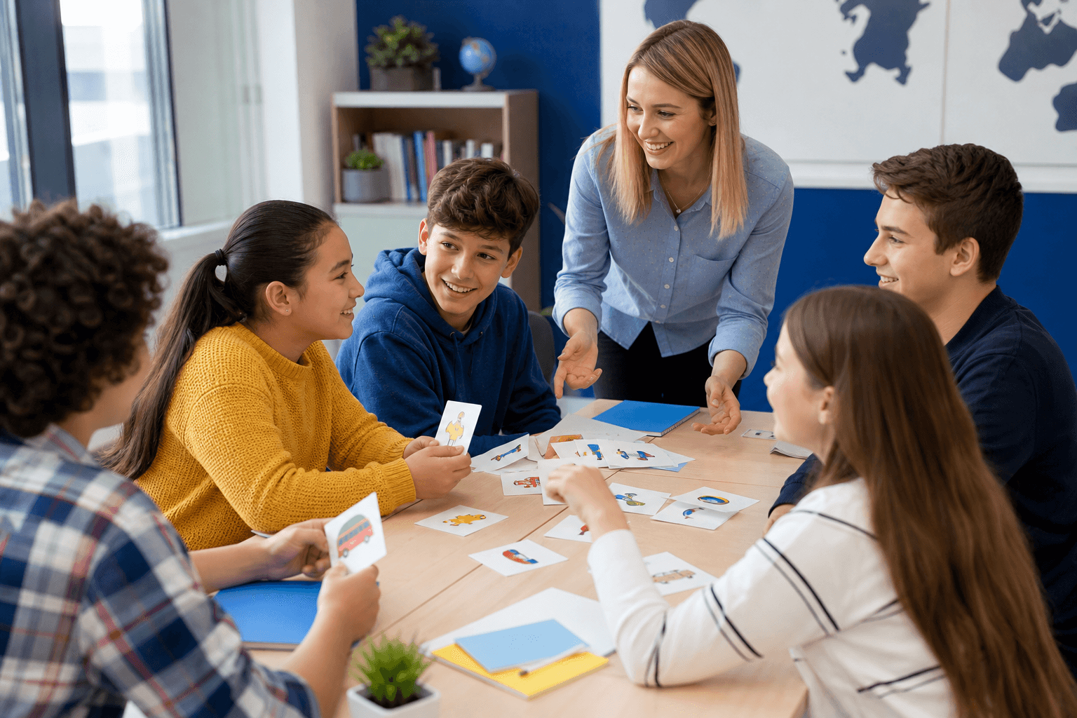 Aktivitas kelas bahasa Inggris bersama teman